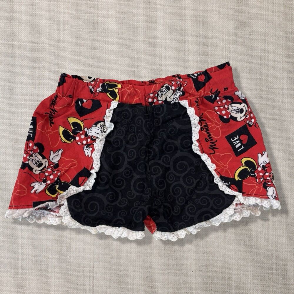 Handmade Minnie Mouse Ruffle Shorts Disney Red Lace Trim Girls 4T 5T
